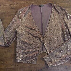 Lovely Day Sparkling Sequin Blazer in Gold